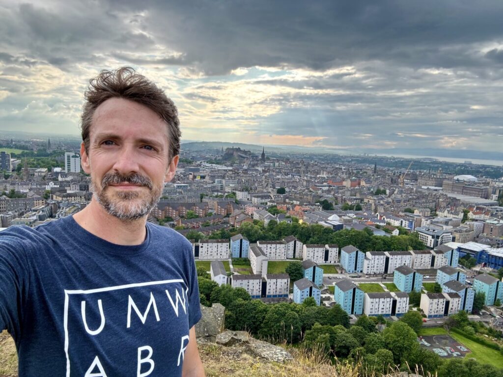 Cartland at Arthur's Seat overlooking Edinburgh